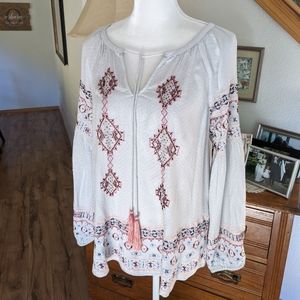 SUNDANCE Embroidered Beaded Peasant Shirt NWOT